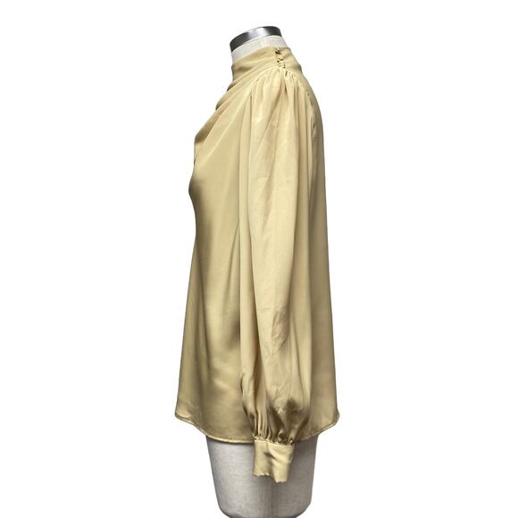 Vintage Alexandria Womens Size 8 Tan Gathered Neck Long Sleeve Blouse - Picture 5 of 7